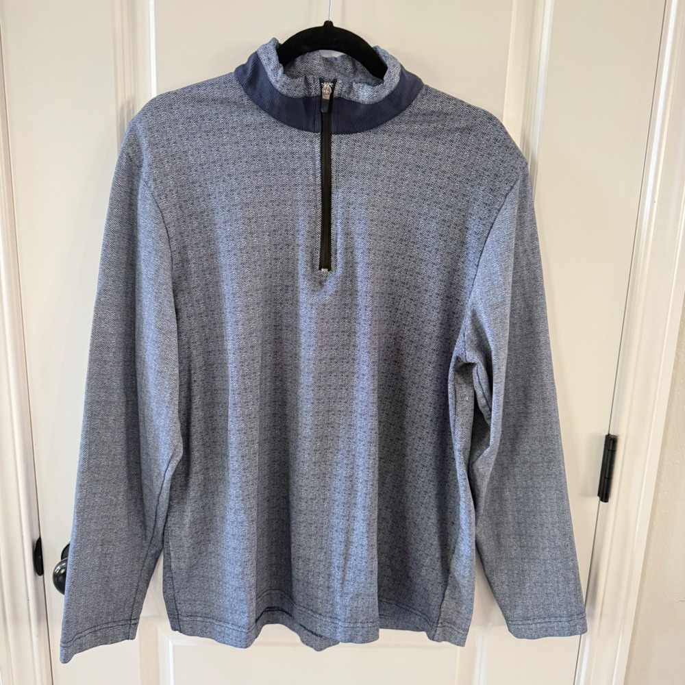 Britches Sport Mens XL Blue Herringbone Quarter Zip Pullover Sweater Golf